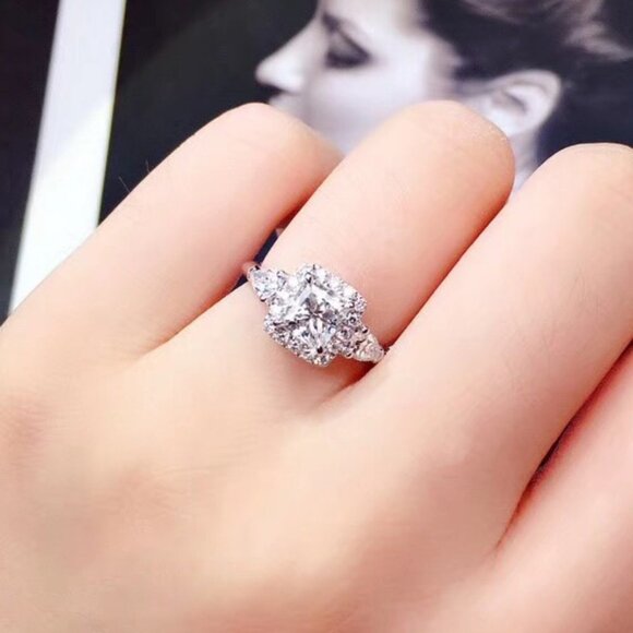 💥Beautiful Pure Princess Cut CZ Square Romantic Wedding Ring for Women, K860